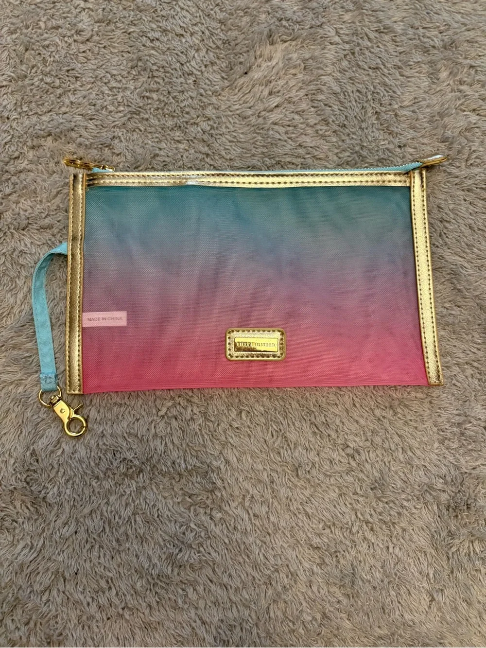 Lilly Pulitzer Ombre Pouch with Gold Trim